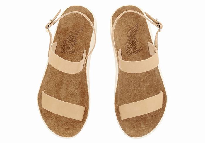 Women Ancient Greek Sandals Clio Comfort Casual Sandals Beige | OFG3956IA