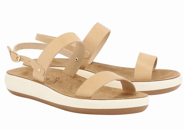 Women Ancient Greek Sandals Clio Comfort Casual Sandals Beige | OFG3956IA