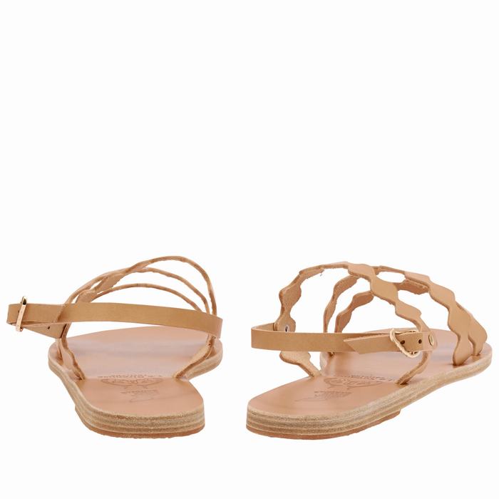 Women Ancient Greek Sandals Clio Onda Back-Strap Sandals Beige | AUS5958ZM