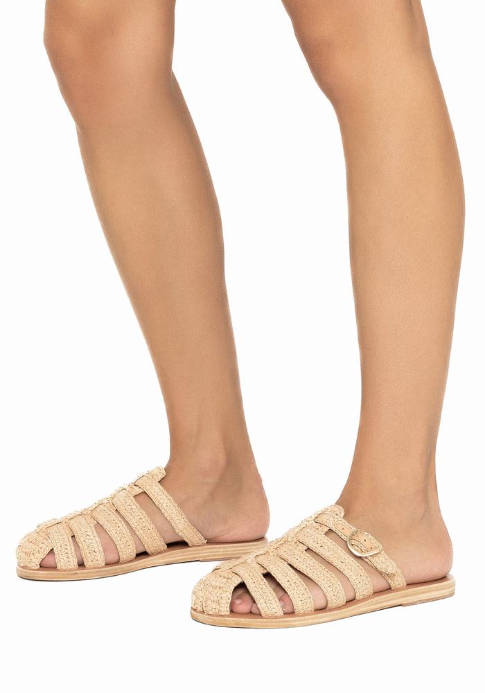 Women Ancient Greek Sandals Cosmia Fisherman Sandals Beige | EFS6157MK