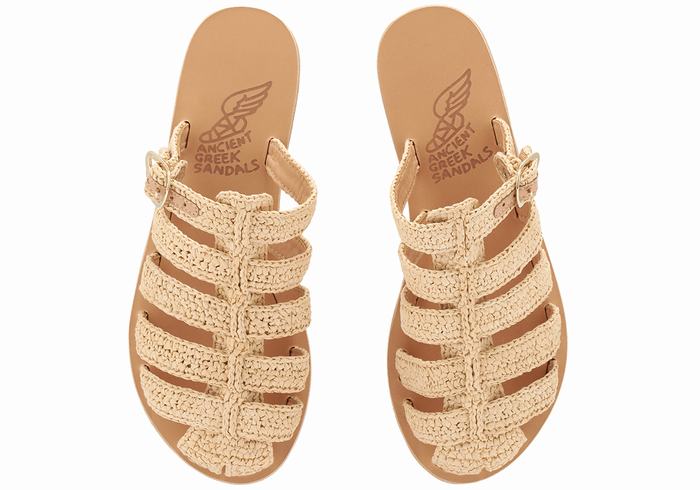 Women Ancient Greek Sandals Cosmia Fisherman Sandals Beige | EFS6157MK