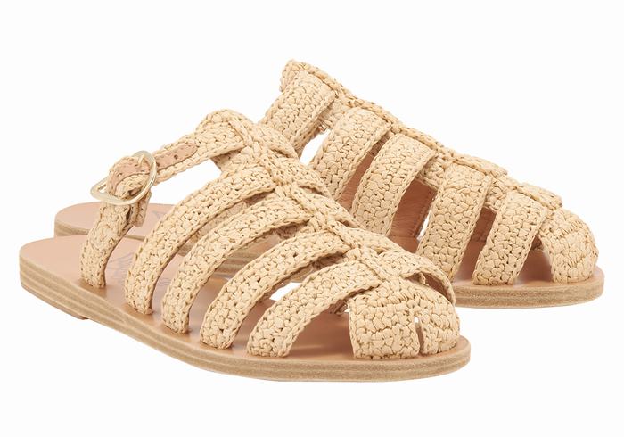 Women Ancient Greek Sandals Cosmia Fisherman Sandals Beige | EFS6157MK