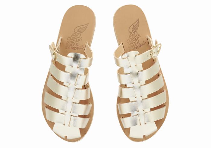 Women Ancient Greek Sandals Cosmia Fisherman Sandals Gold White | TBR4214NP