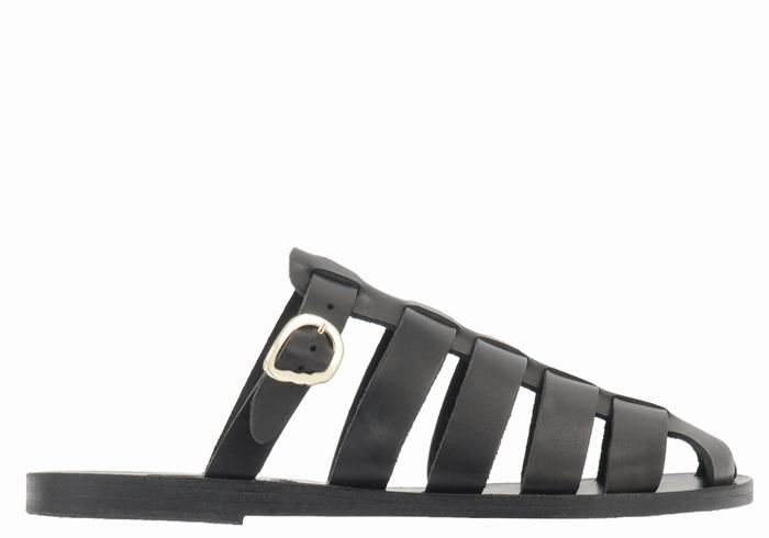 Women Ancient Greek Sandals Cosmia Fisherman Sandals Black | SKK4029PN