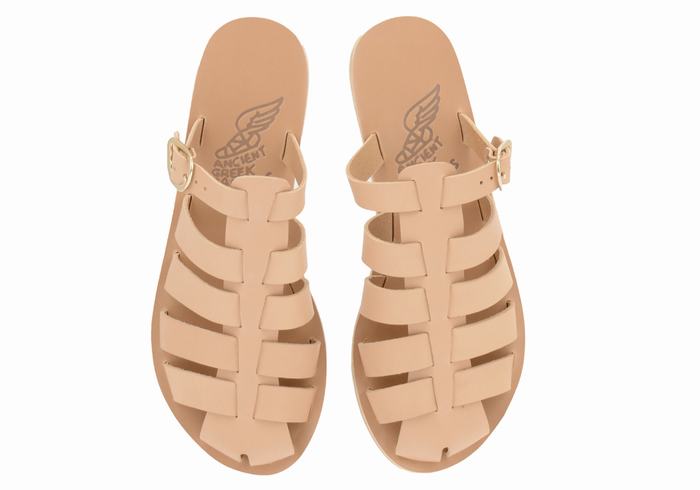 Women Ancient Greek Sandals Cosmia Fisherman Sandals Beige | JOB5679PN