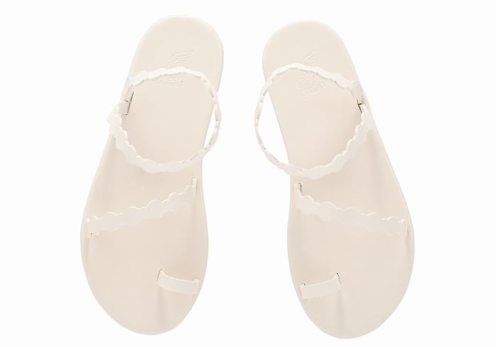 Women Ancient Greek Sandals Cronos Toe-Post Sandals White | PRB5798PM