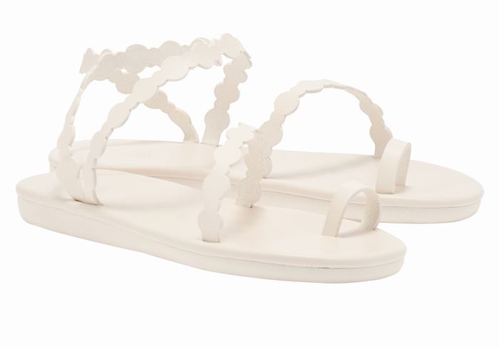 Women Ancient Greek Sandals Cronos Toe-Post Sandals White | PRB5798PM