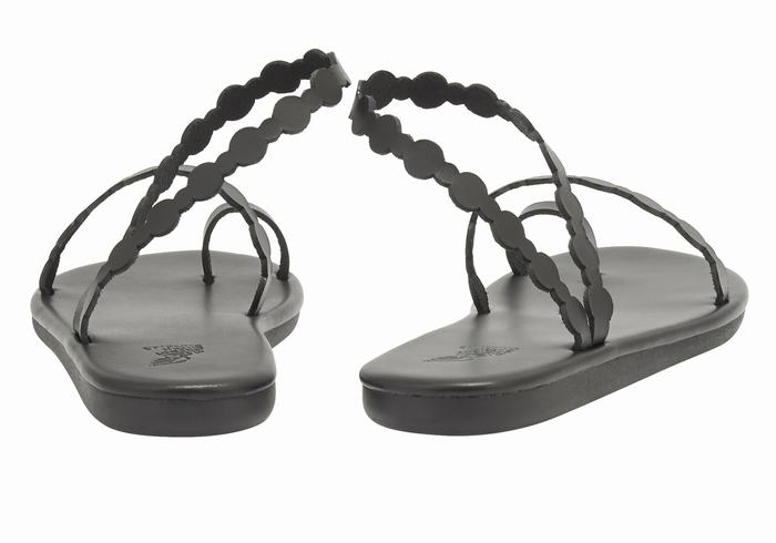 Women Ancient Greek Sandals Cronos Toe-Post Sandals Black | CCW5679SX