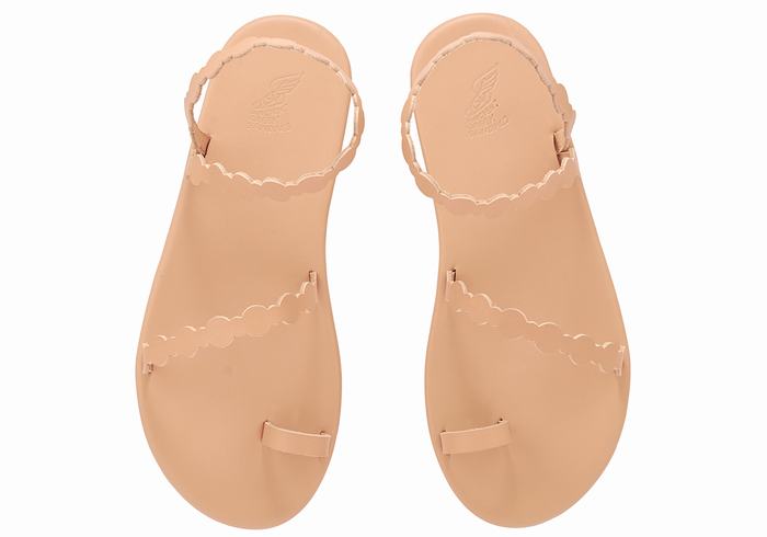 Women Ancient Greek Sandals Cronos Toe-Post Sandals Beige | GFH8981IQ