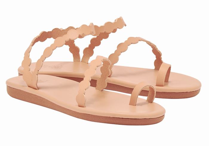 Women Ancient Greek Sandals Cronos Toe-Post Sandals Beige | GFH8981IQ