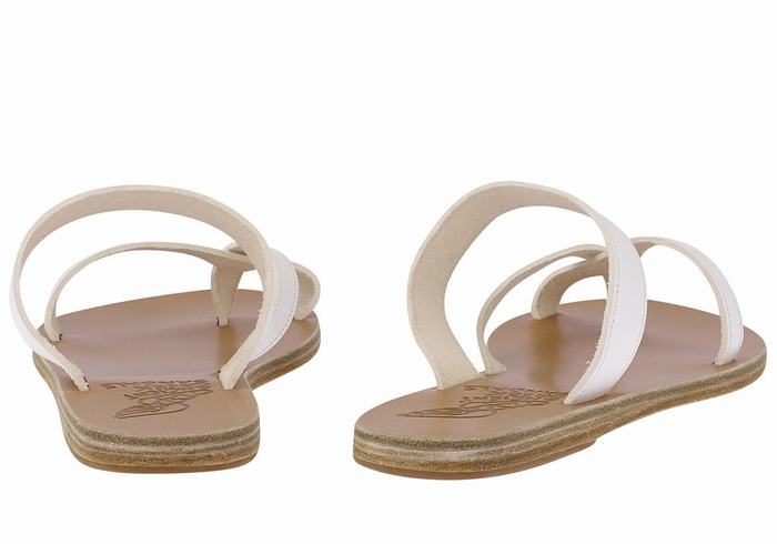 Women Ancient Greek Sandals Daphnae Leather Slide Sandals White | CYJ9396RY