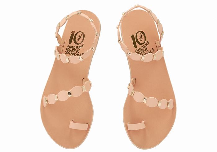 Women Ancient Greek Sandals Dauxerre Toe-Post Sandals Beige Gold | ZTO1387JY