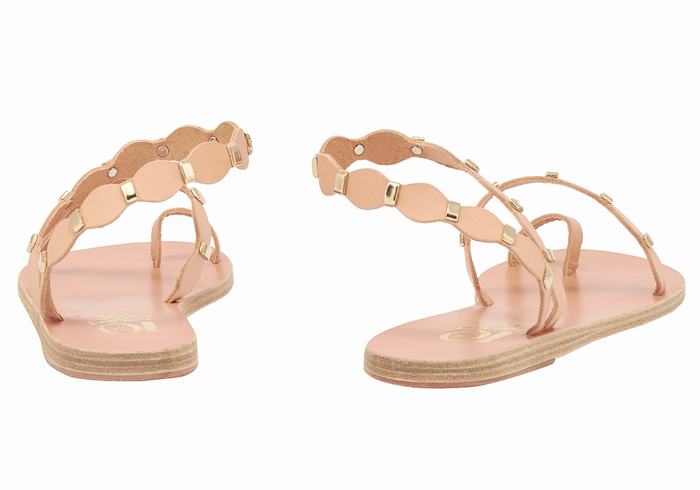 Women Ancient Greek Sandals Dauxerre Toe-Post Sandals Beige Gold | ZTO1387JY