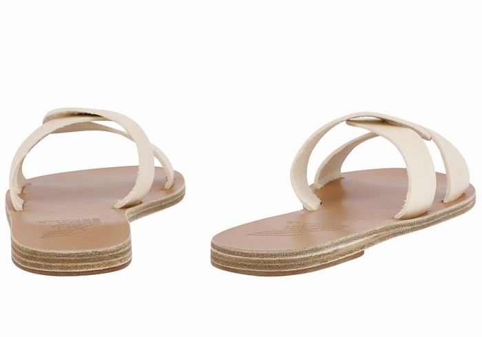 Women Ancient Greek Sandals Desmos Slide Sandals White | YYW2853JB