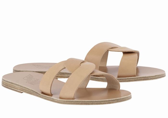 Women Ancient Greek Sandals Desmos Slide Sandals Beige | FVF3957AQ