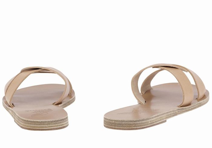 Women Ancient Greek Sandals Desmos Slide Sandals Beige | FVF3957AQ