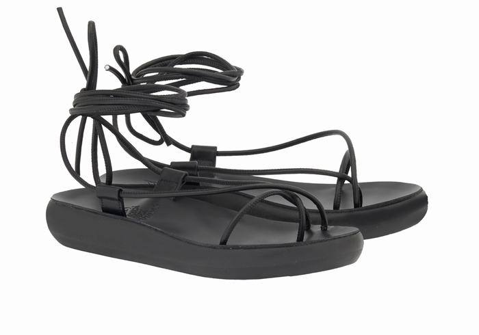 Women Ancient Greek Sandals Diakopes Comfort Gladiator Sandals Black | NAW7098VB