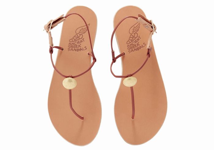 Women Ancient Greek Sandals Dimitra Flip Flop Back-Strap Sandals Red | OWC7696IY