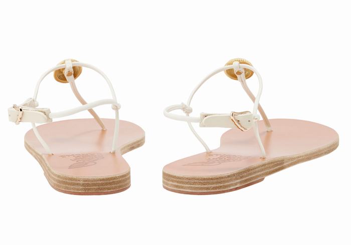 Women Ancient Greek Sandals Dimitra Flip Flop Back-Strap Sandals White | UOU2577VI