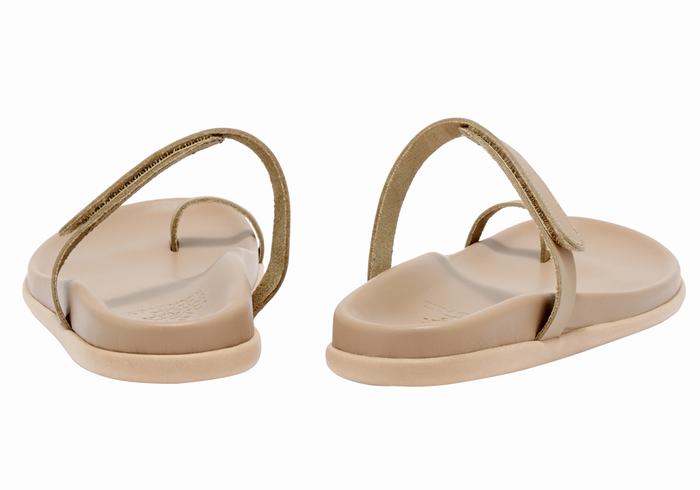 Women Ancient Greek Sandals Dokos Toe-Post Sandals Grey Brown | VGV835GL