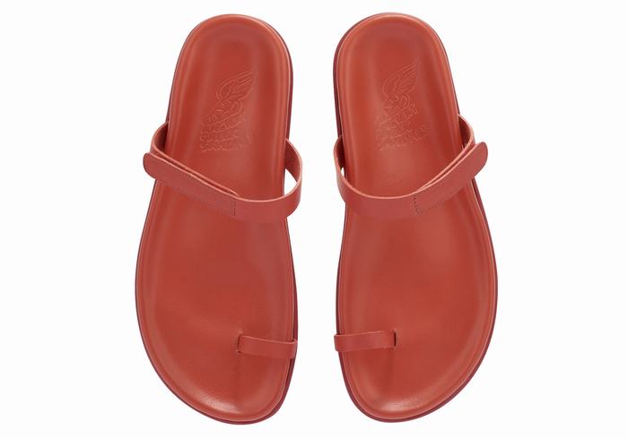 Women Ancient Greek Sandals Dokos Toe-Post Sandals Red | NQK1526YV