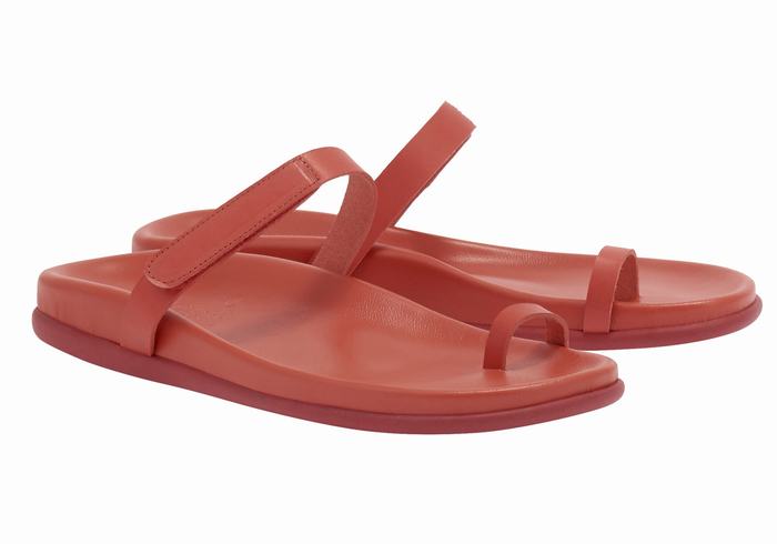 Women Ancient Greek Sandals Dokos Toe-Post Sandals Red | NQK1526YV