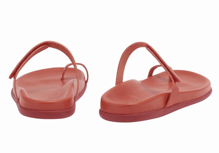 Women Ancient Greek Sandals Dokos Toe-Post Sandals Red | NQK1526YV