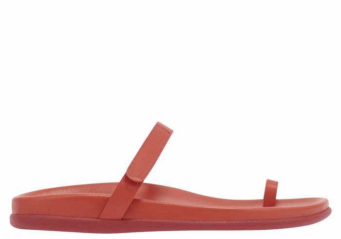 Women Ancient Greek Sandals Dokos Toe-Post Sandals Red | NQK1526YV