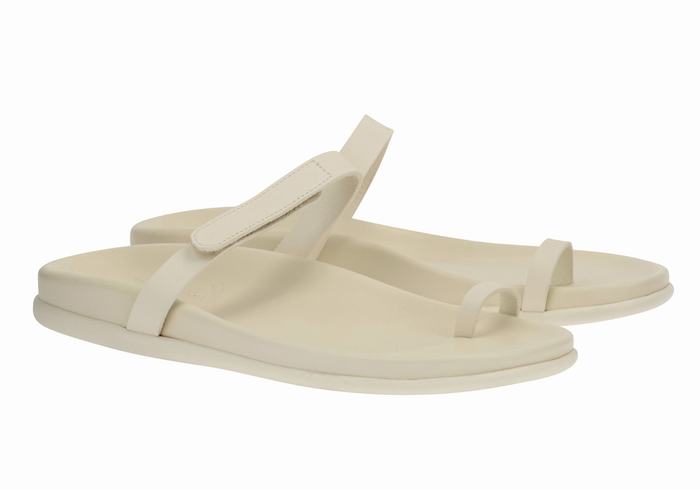 Women Ancient Greek Sandals Dokos Toe-Post Sandals White | XRA4984YL