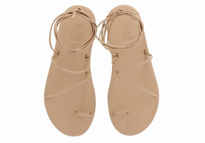 Women Ancient Greek Sandals Du Toe-Post Sandals Beige | DLM5534EI