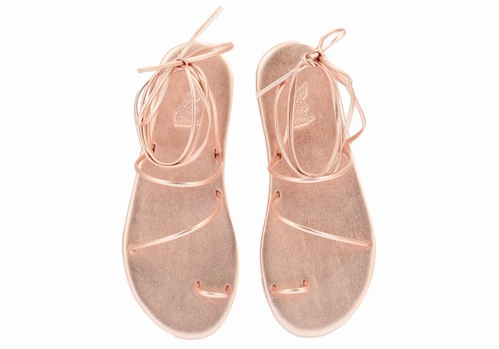 Women Ancient Greek Sandals Du Toe-Post Sandals Rose Gold | SWC554ND