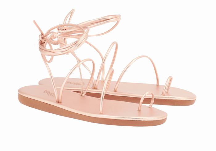 Women Ancient Greek Sandals Du Toe-Post Sandals Rose Gold | SWC554ND