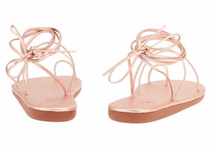 Women Ancient Greek Sandals Du Toe-Post Sandals Rose Gold | SWC554ND