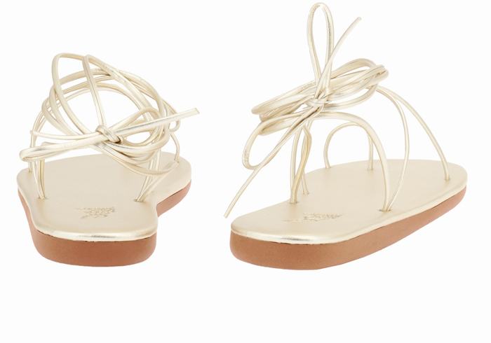 Women Ancient Greek Sandals Du Toe-Post Sandals Gold White | QPS4190JN