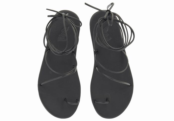 Women Ancient Greek Sandals Du Toe-Post Sandals Black | BUH1084GM