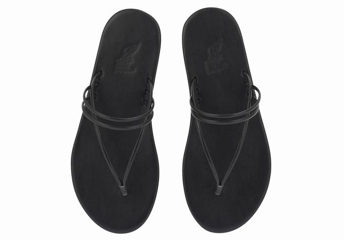 Women Ancient Greek Sandals E Flip Flops Black | MMO4169KR