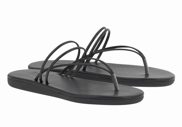 Women Ancient Greek Sandals E Flip Flops Black | MMO4169KR