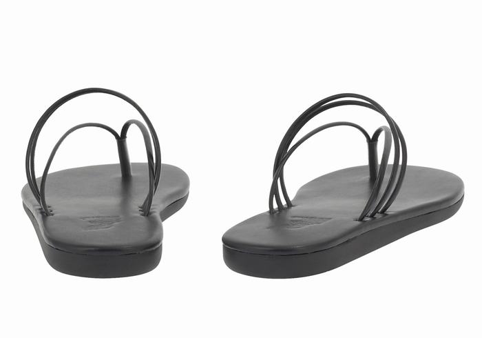 Women Ancient Greek Sandals E Flip Flops Black | MMO4169KR