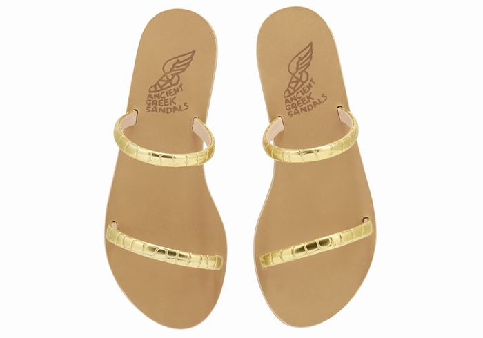 Women Ancient Greek Sandals Echidna Slide Sandals Gold | KVG2557GX