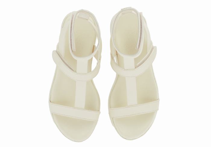 Women Ancient Greek Sandals Efrosini Leather Platform Sandals White | HJN2141IA