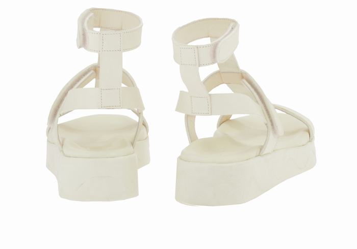 Women Ancient Greek Sandals Efrosini Leather Platform Sandals White | HJN2141IA