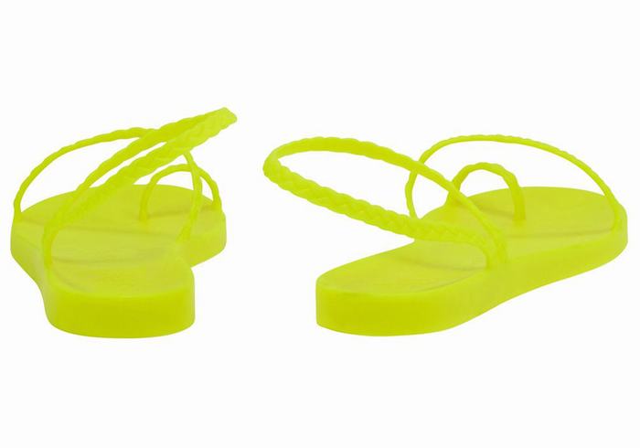 Women Ancient Greek Sandals Eleftheria Braided Sandals Yellow | HHS7392HO