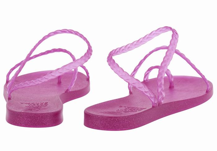 Women Ancient Greek Sandals Eleftheria Braided Sandals Purple | ZFR2178WQ