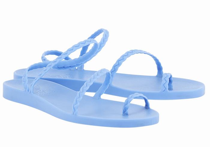 Women Ancient Greek Sandals Eleftheria Braided Sandals Light Blue | WTI3728QR