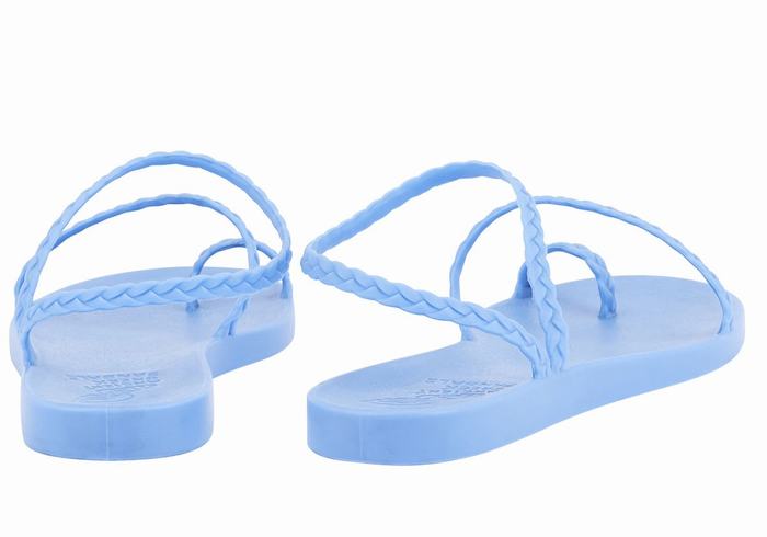 Women Ancient Greek Sandals Eleftheria Braided Sandals Light Blue | WTI3728QR