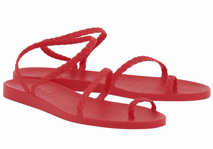 Women Ancient Greek Sandals Eleftheria Braided Sandals Red | ENT2977WX