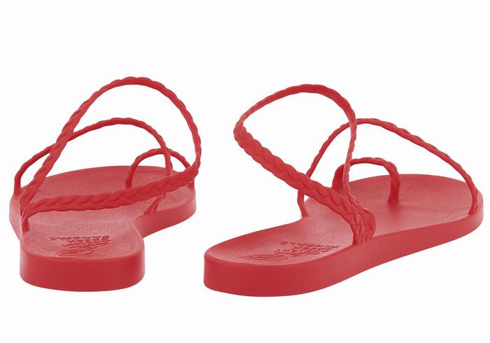 Women Ancient Greek Sandals Eleftheria Braided Sandals Red | ENT2977WX