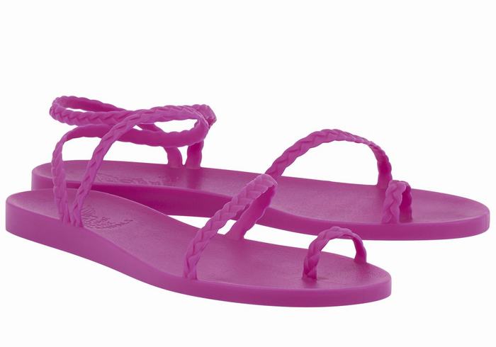 Women Ancient Greek Sandals Eleftheria Braided Sandals Purple | AAN1597WC