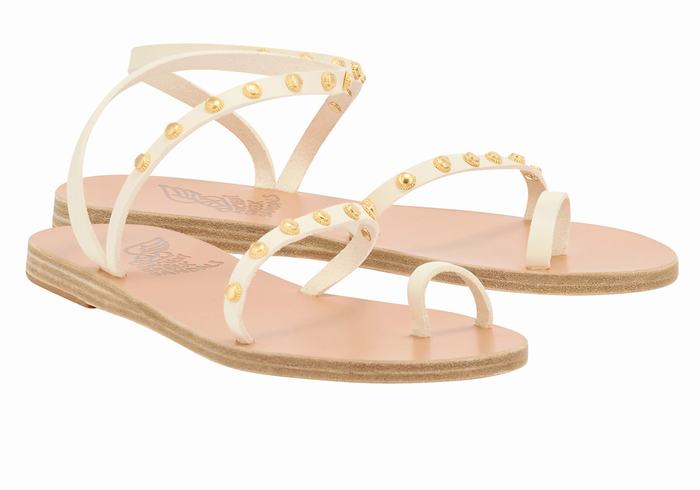 Women Ancient Greek Sandals Eleftheria Bee Toe-Post Sandals White | MGC7956XO