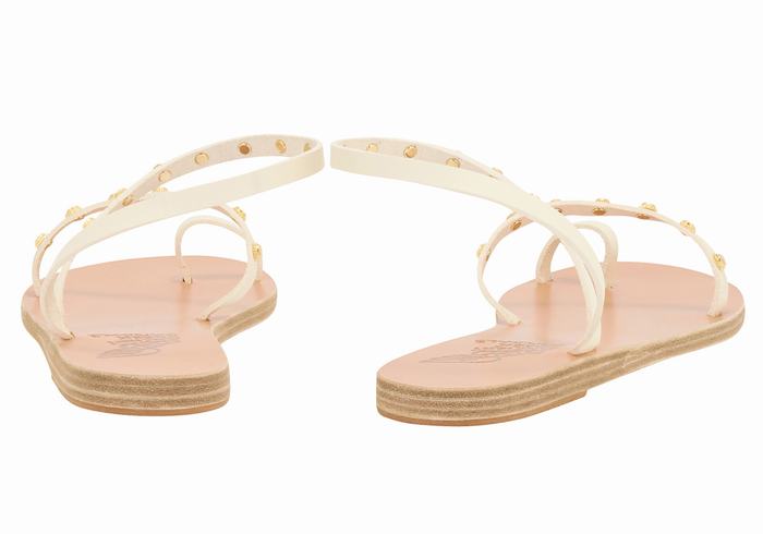 Women Ancient Greek Sandals Eleftheria Bee Toe-Post Sandals White | MGC7956XO